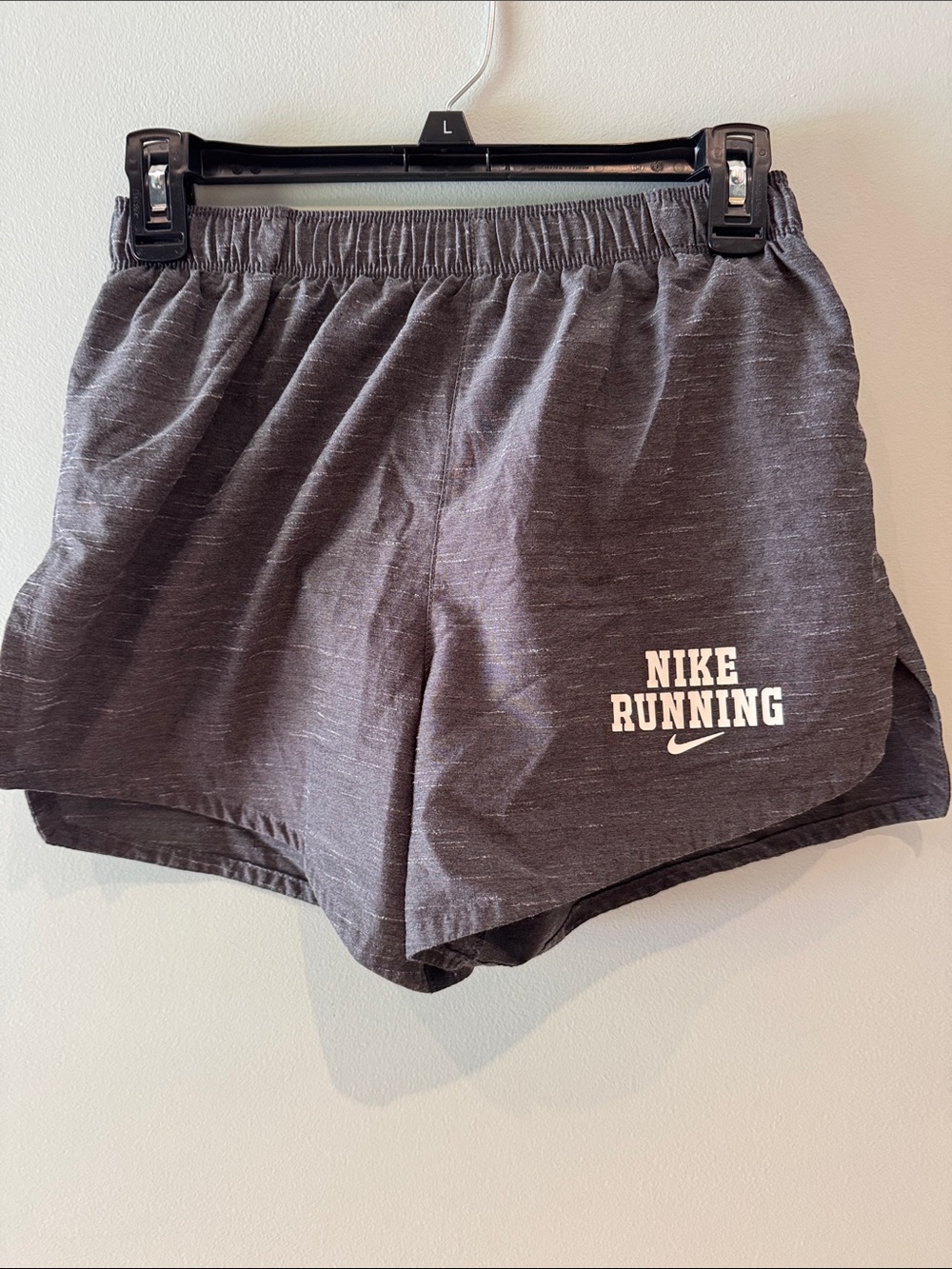 Nike Black Heather Running Shorts with White Logo